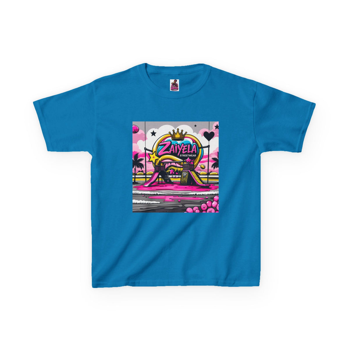 Kids T-Shirt Retro Pink Sunset Skate Monster  Zaiyela Graphic