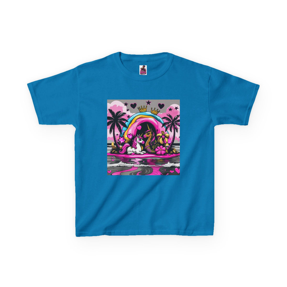 Kids Unicorn Rainbow Tee  Cute Pink Fantasy Graphic T-Shirt for Girls
