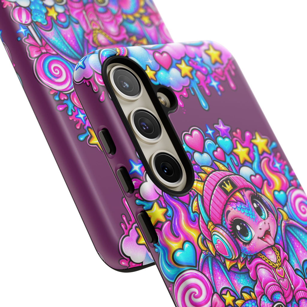 Cute Dragon Phone Case Purple Heart Crown Design