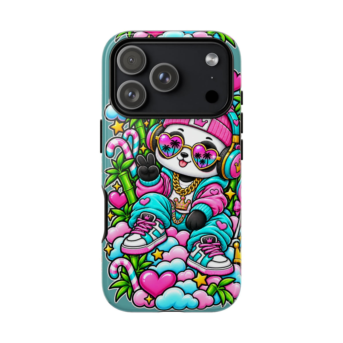 Cute Panda Phone Case Glam Panda Tropical Design
