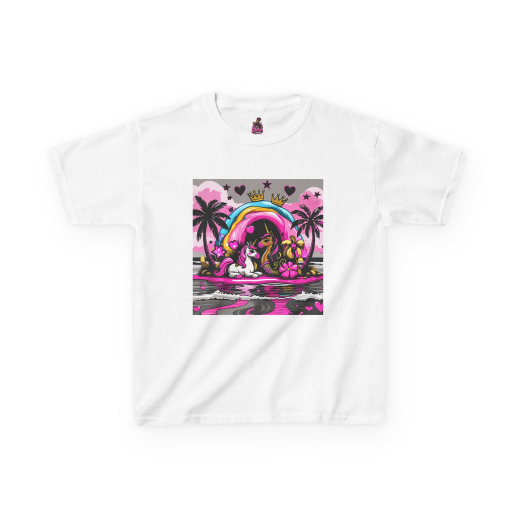 Kids Unicorn Rainbow Tee  Cute Pink Fantasy Graphic T-Shirt for Girls