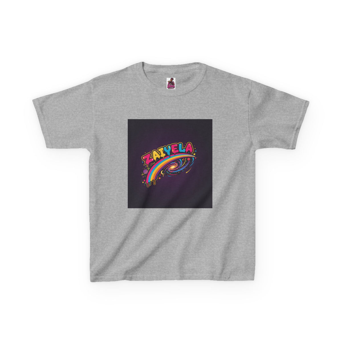 Kids T‑Shirt Colorful Rainbow Galaxy Name Zaiyela Graphic