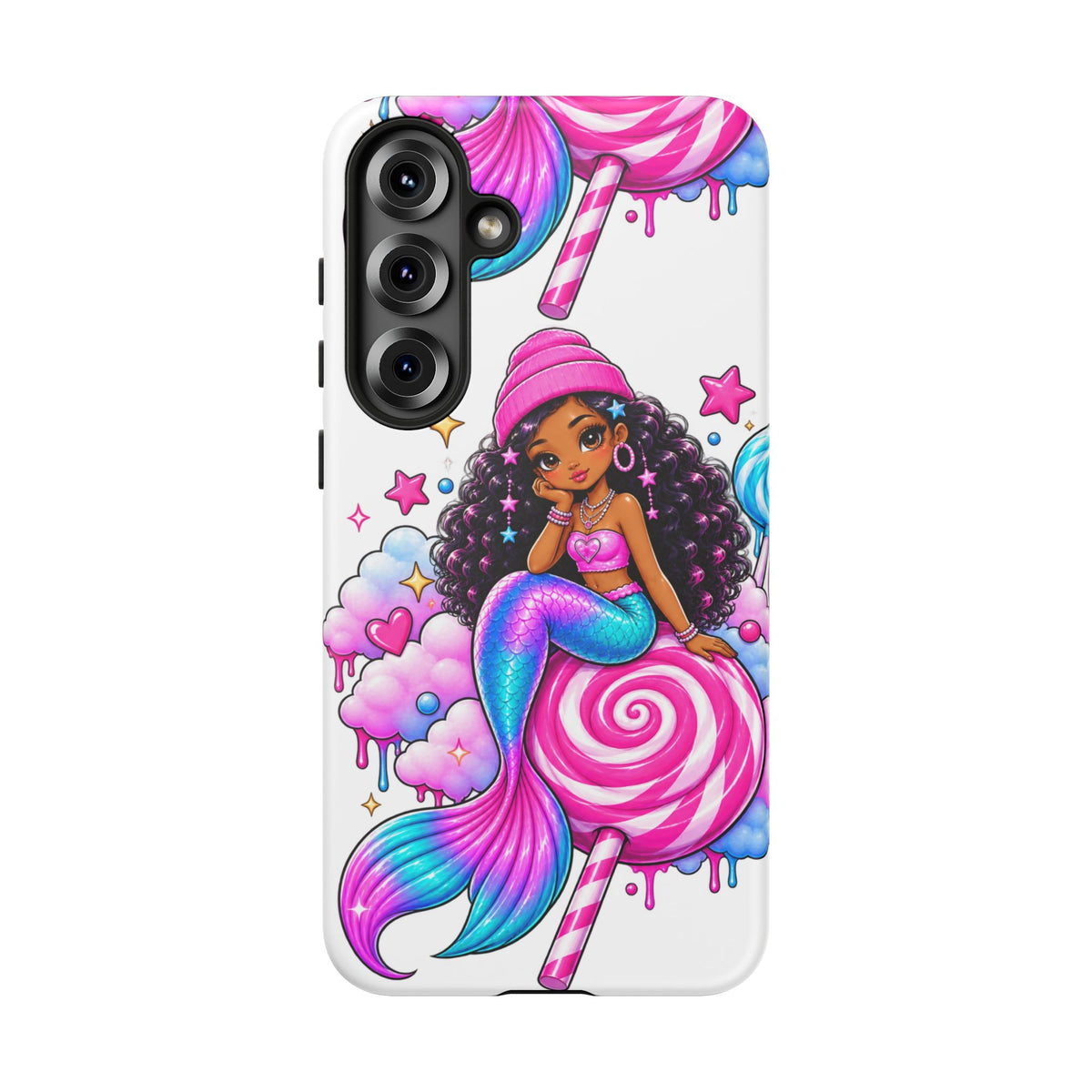 Cute Mermaid Candy Phone Case  Pink Lollipop Fantasy Tough Case
