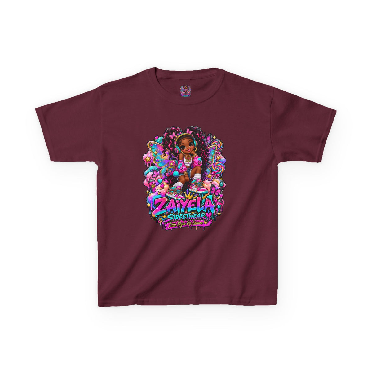 Kids T‑Shirt — Colorful Fairy Streetwear Princess Cartoon Girl Graphic Shirt for Kids
