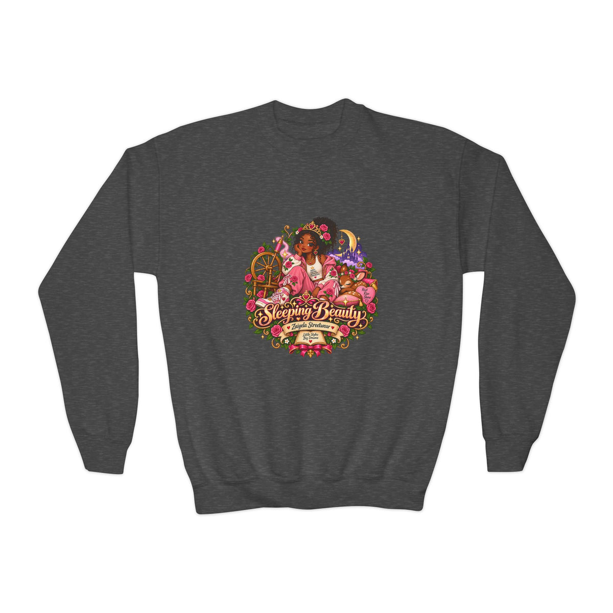 Youth Crewneck Sweatshirt Everyone Beautiful Floral Portrait Graphic