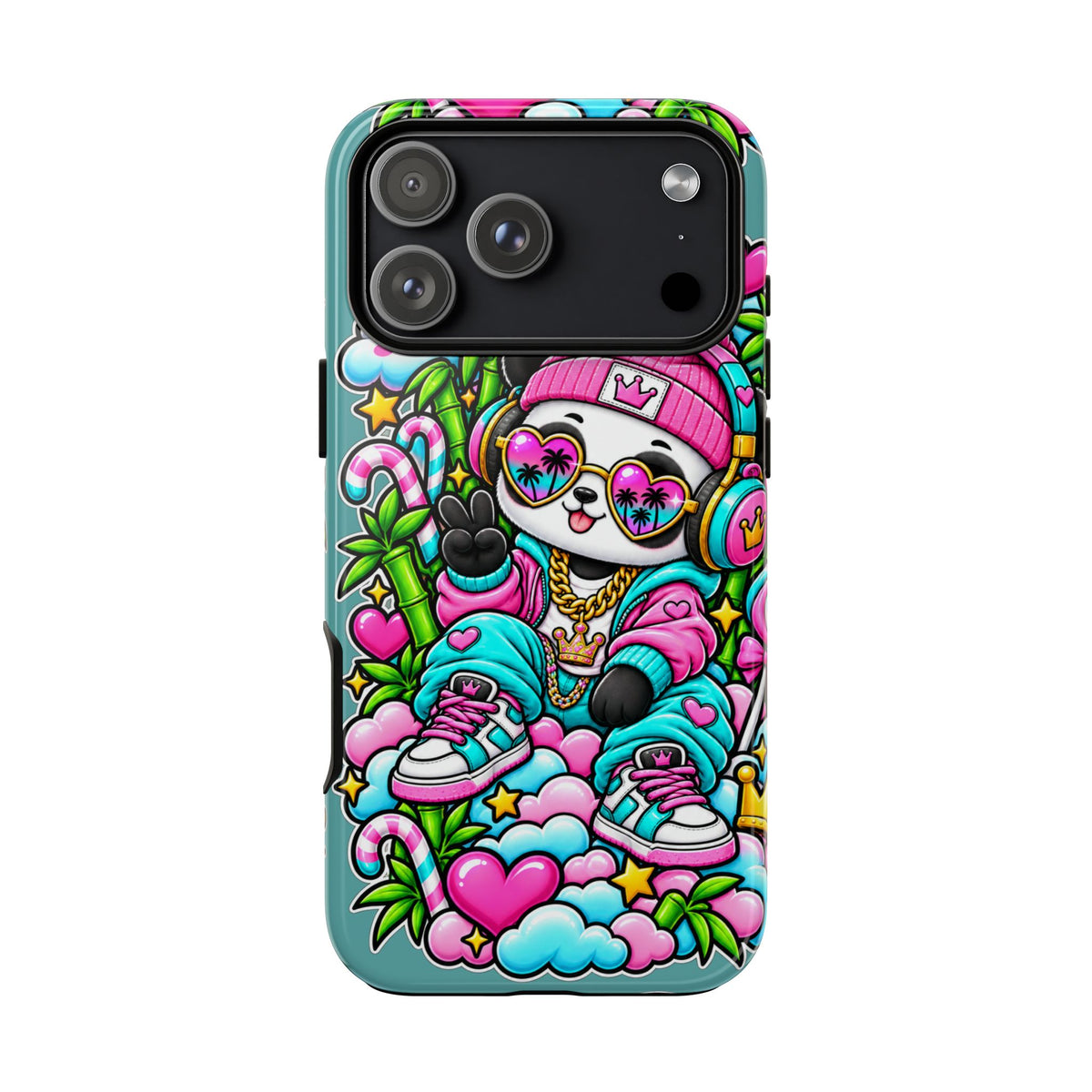 Cute Panda Phone Case Glam Panda Tropical Design