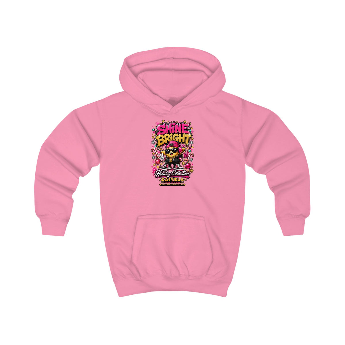 Kids Hoodie — "Shine Bright" Holiday Graphic Hoodie
