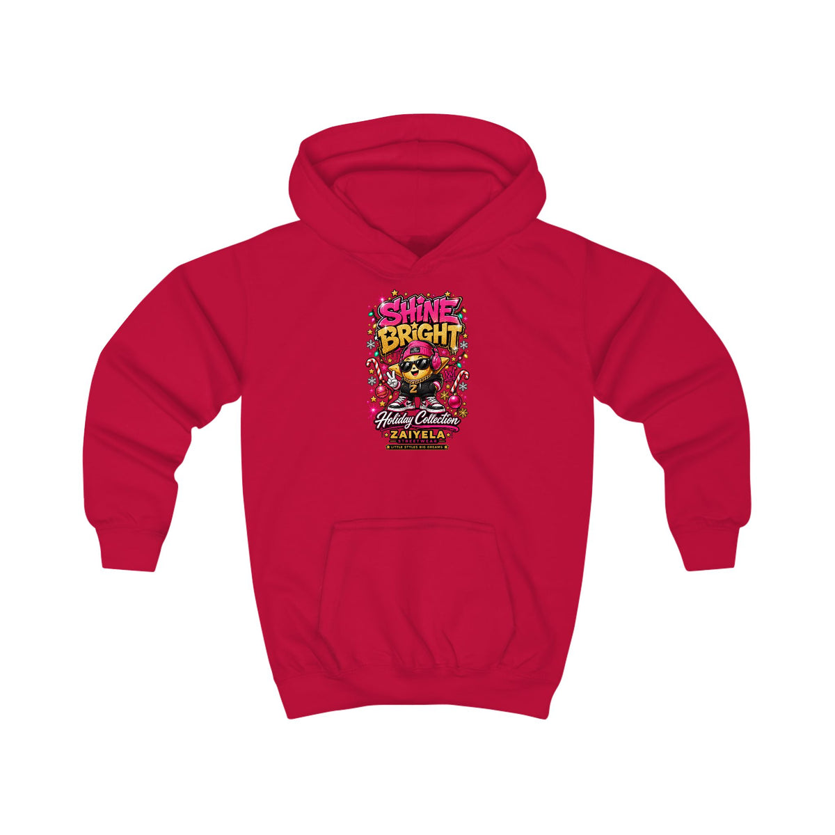 Kids Hoodie — "Shine Bright" Holiday Graphic Hoodie