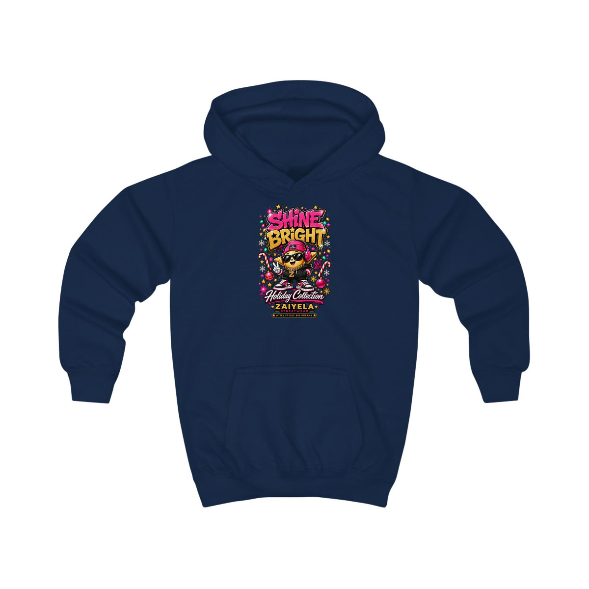 Kids Hoodie — "Shine Bright" Holiday Graphic Hoodie