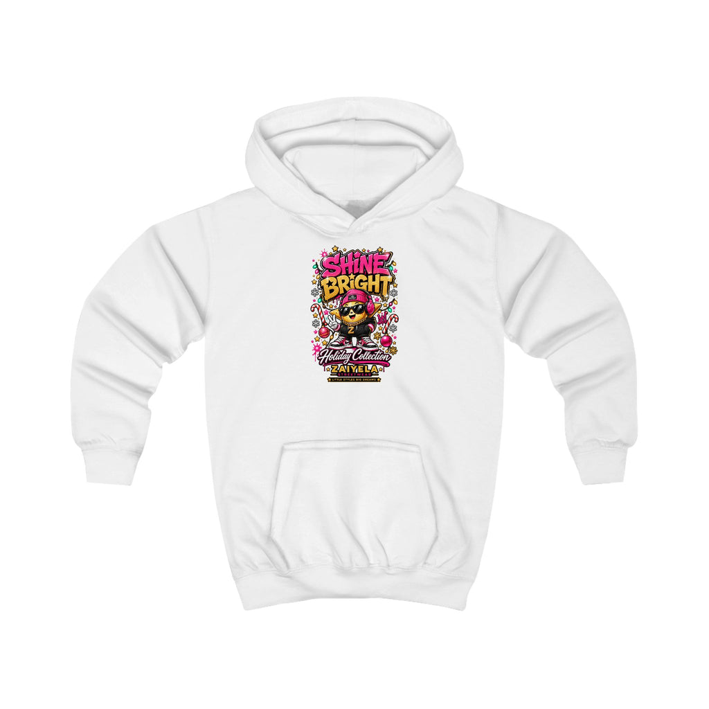 Kids Hoodie — "Shine Bright" Holiday Graphic Hoodie