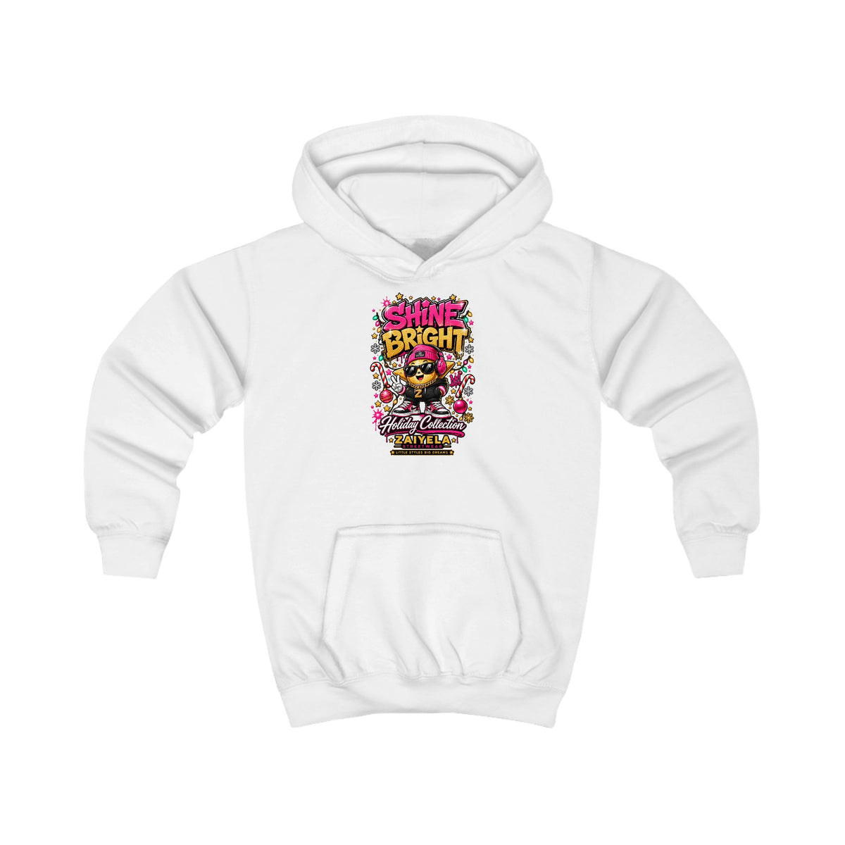 Kids Hoodie — "Shine Bright" Holiday Graphic Hoodie