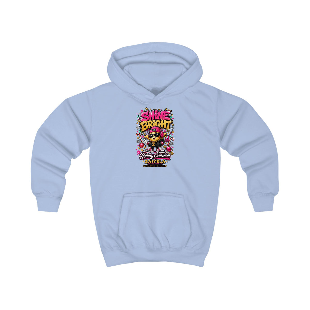Kids Hoodie — "Shine Bright" Holiday Graphic Hoodie