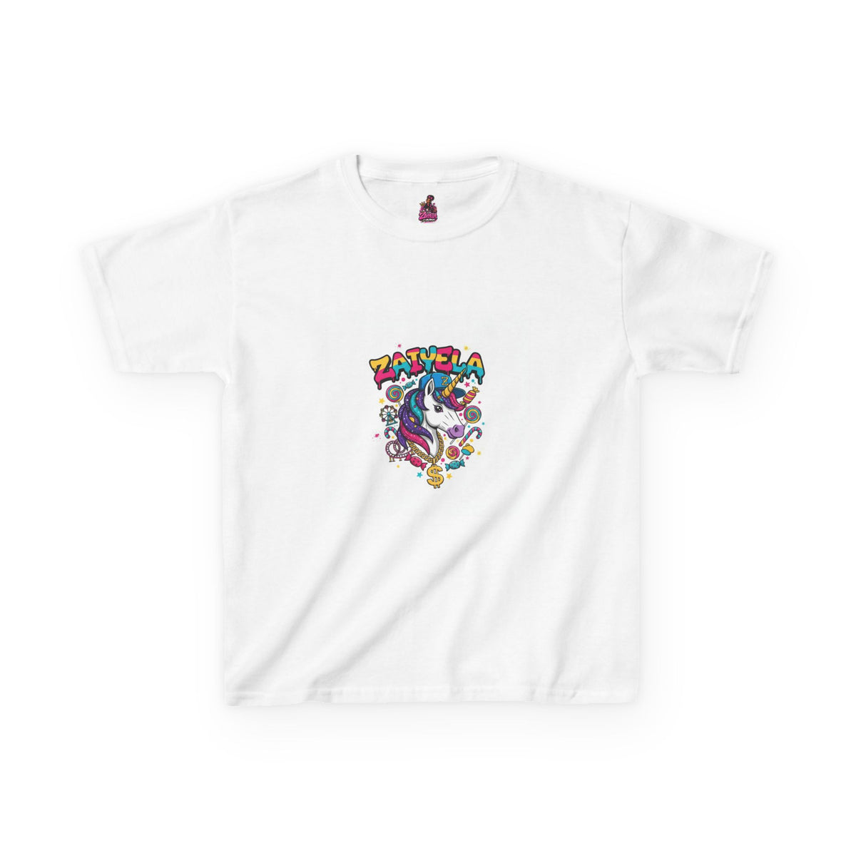 Kids T-Shirt  Colorful Unicorn Graphic  Zaiyela Cute Rainbow Tee for Girls & Boys