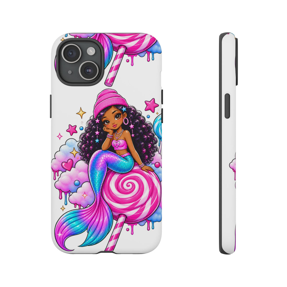 Cute Mermaid Candy Phone Case  Pink Lollipop Fantasy Tough Case
