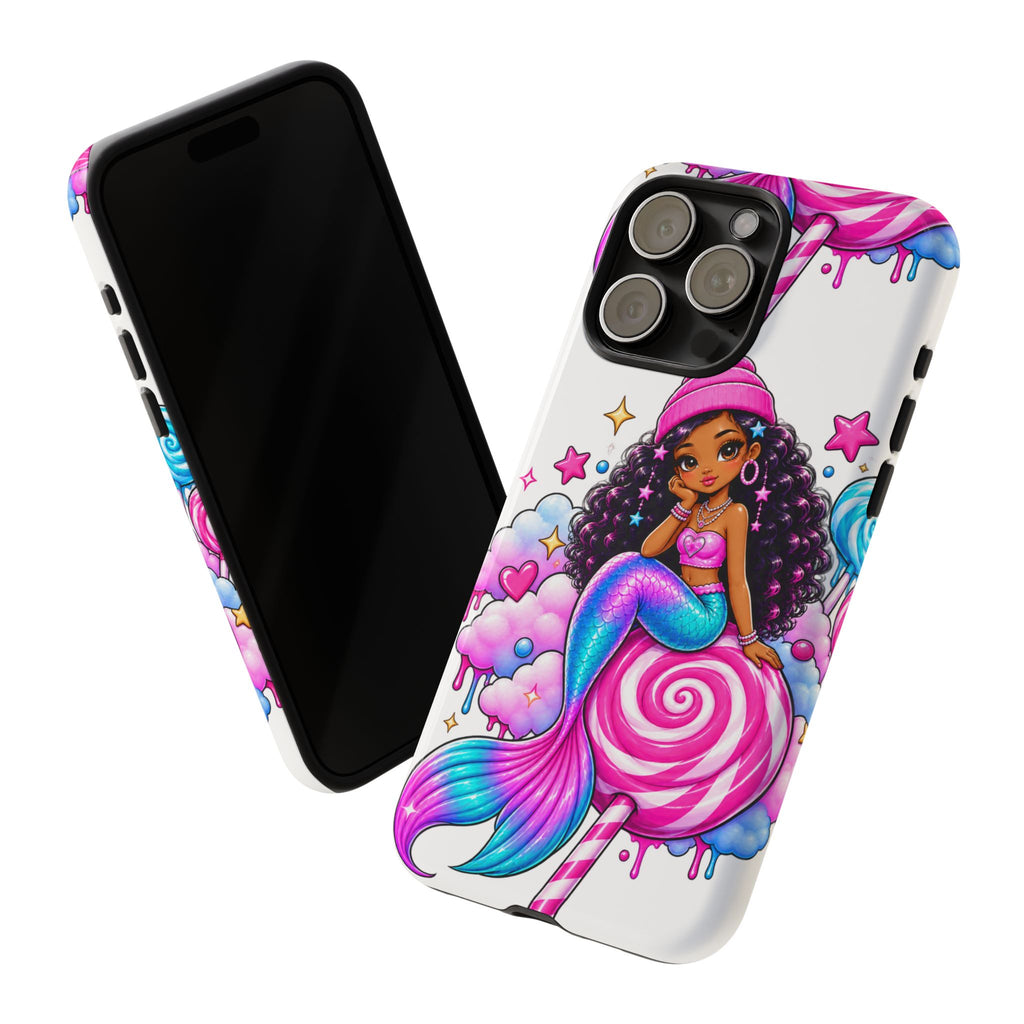 Cute Mermaid Candy Phone Case  Pink Lollipop Fantasy Tough Case