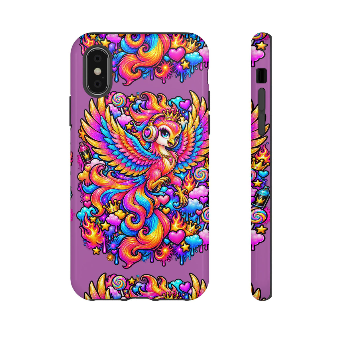Phone Case — Vibrant Rainbow Phoenix with Headphones