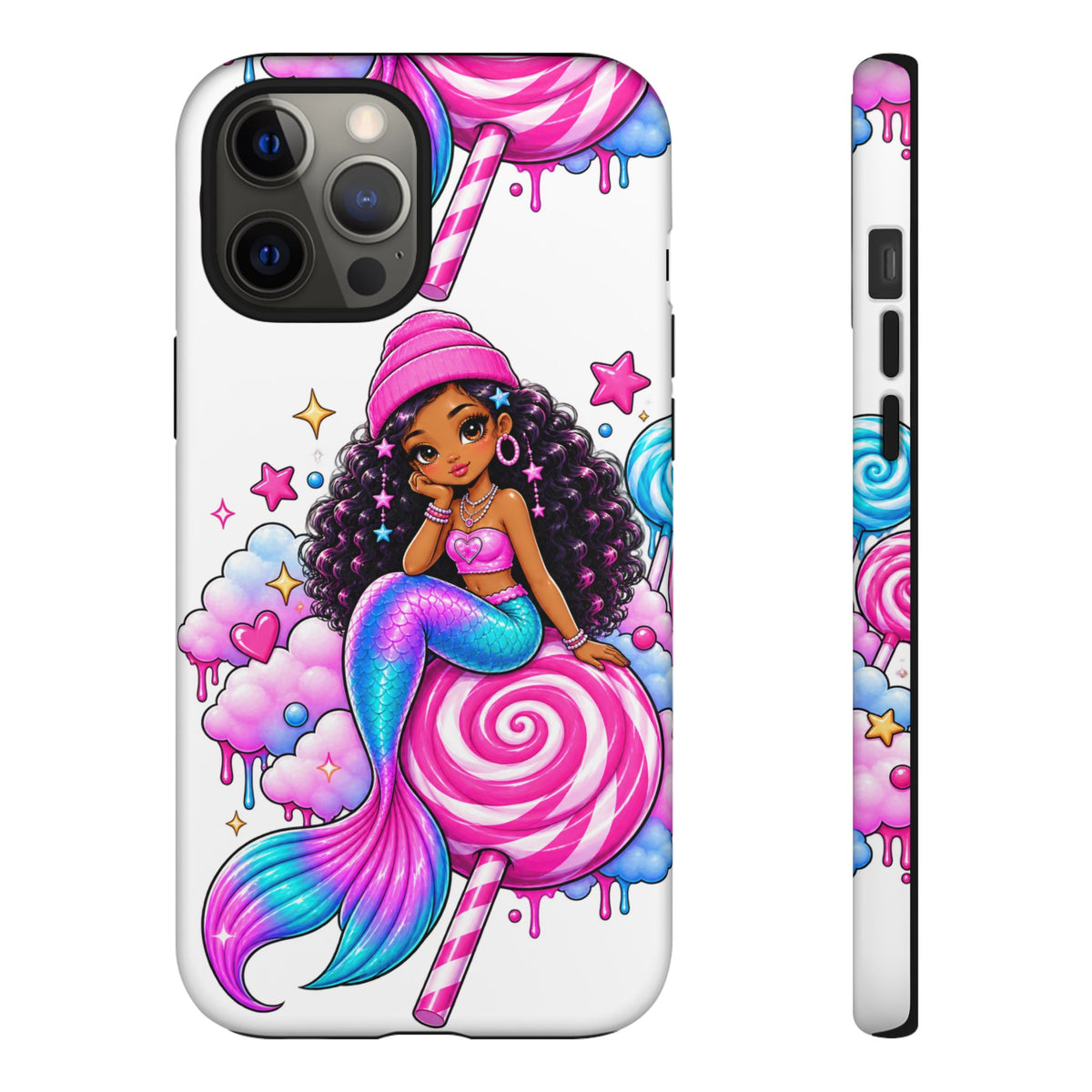 Cute Mermaid Candy Phone Case  Pink Lollipop Fantasy Tough Case