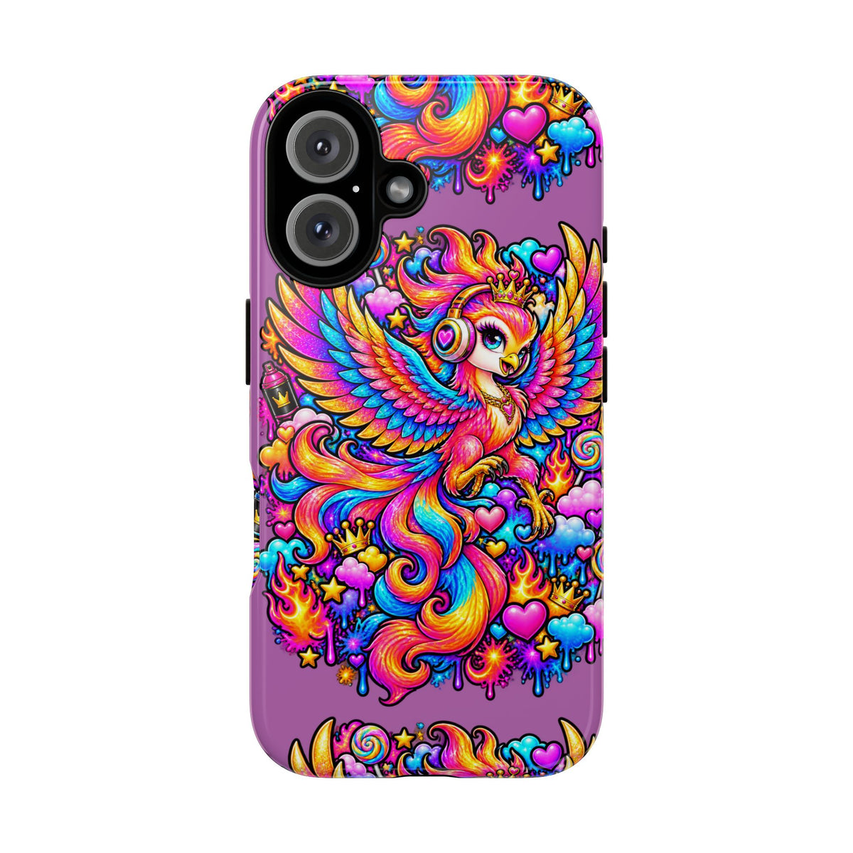 Phone Case — Vibrant Rainbow Phoenix with Headphones