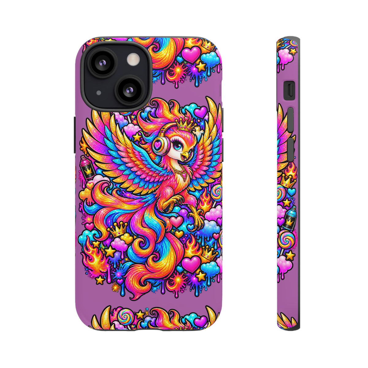 Phone Case — Vibrant Rainbow Phoenix with Headphones