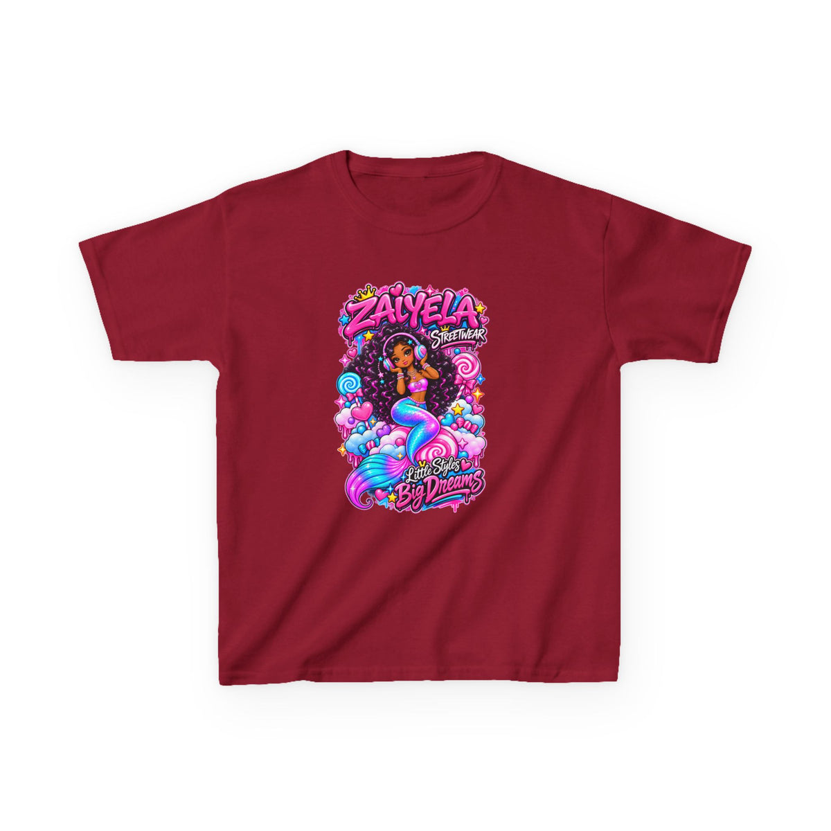Kids Tee  Colorful Mermaid Cartoon Design