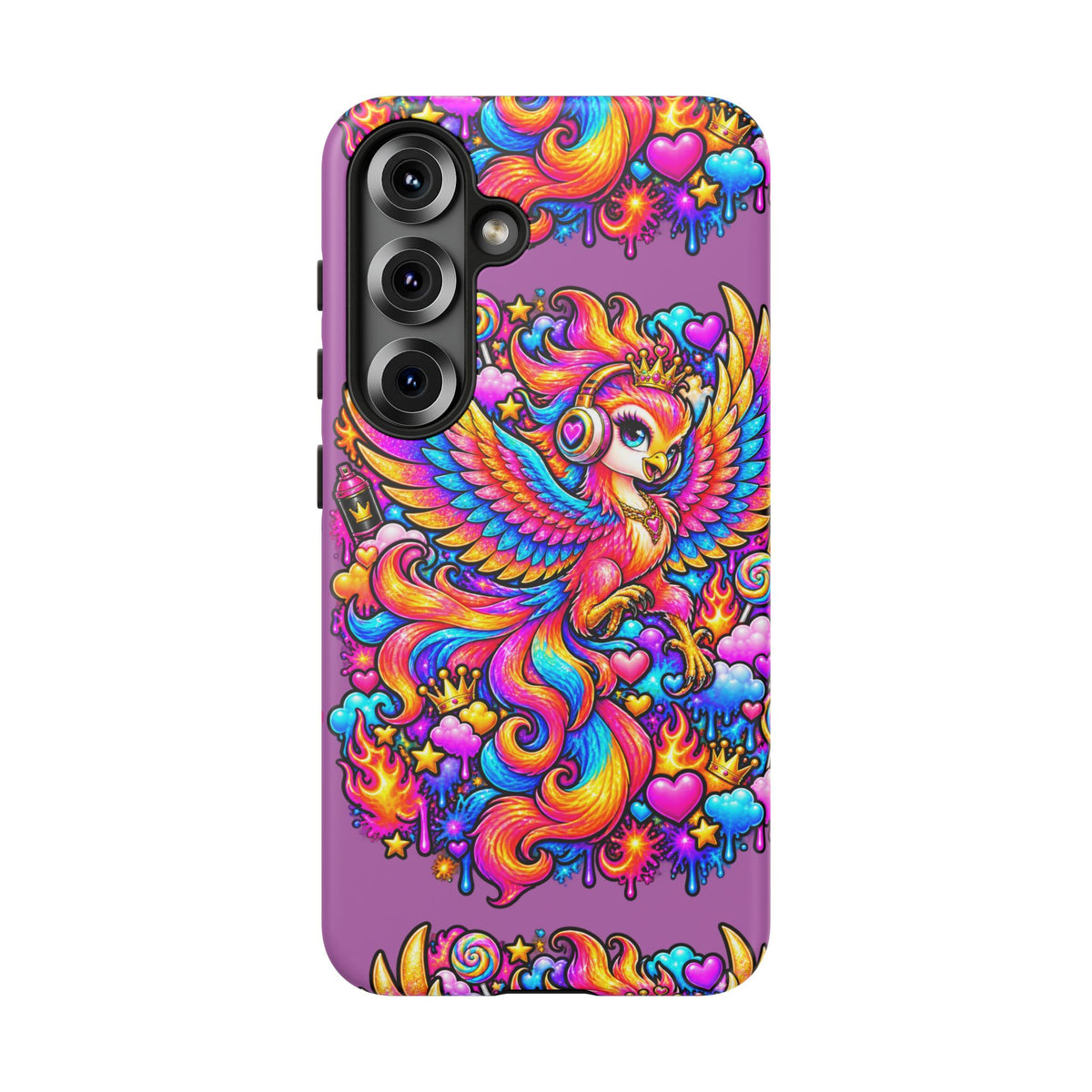 Phone Case — Vibrant Rainbow Phoenix with Headphones