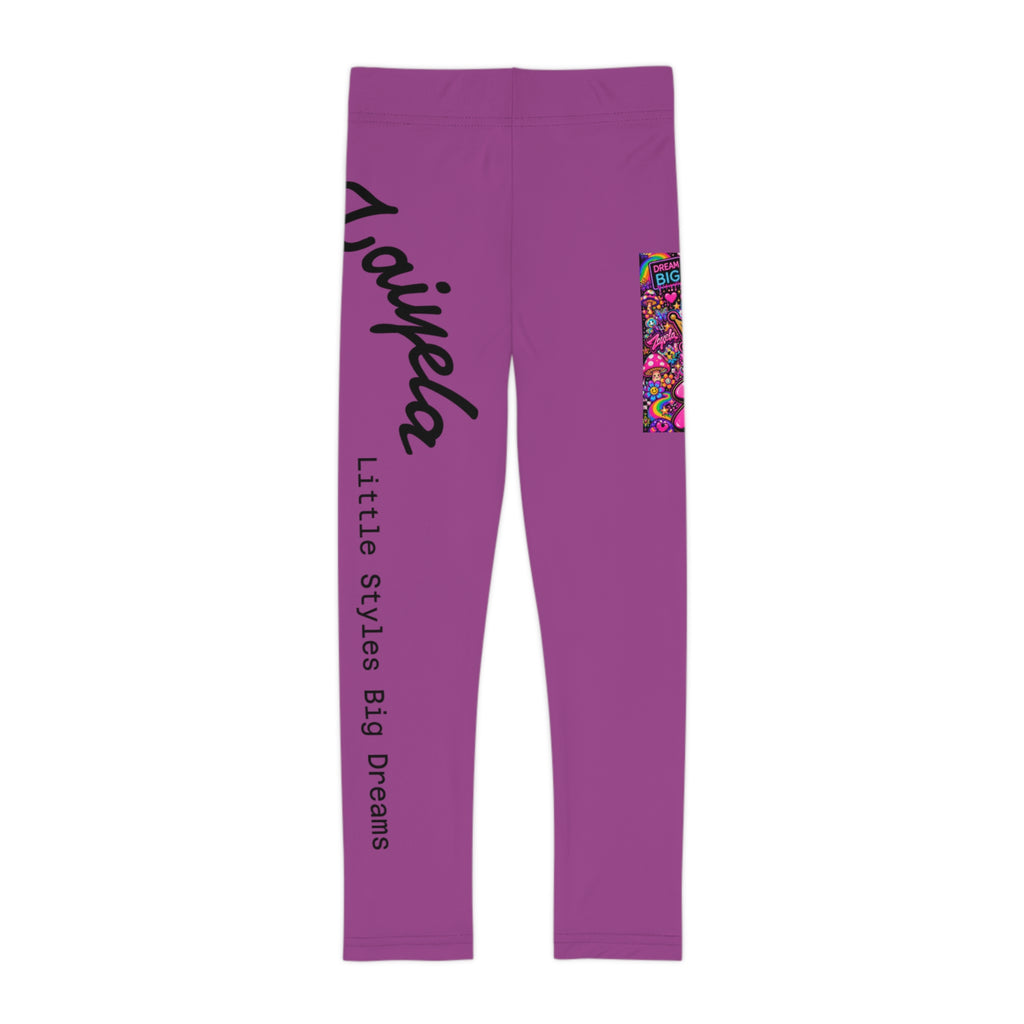 Kids Leggings Bright Pink  Zaiyela Graphic AOP Leggings for Girls