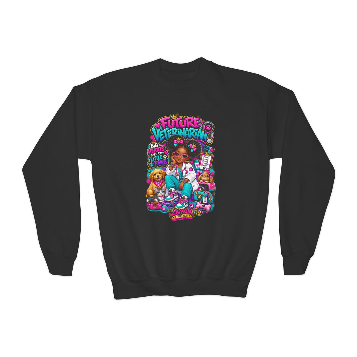 Youth Crewneck Sweatshirt Future Veterinarian Cute Veterinary Kid Graphic