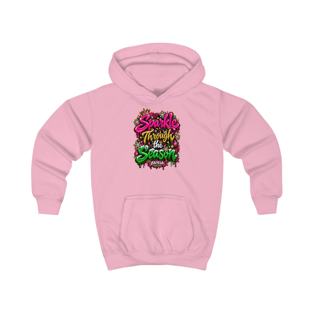 Kids Hoodie Sparkle Through the Season Holiday Graphic Pullover for Children