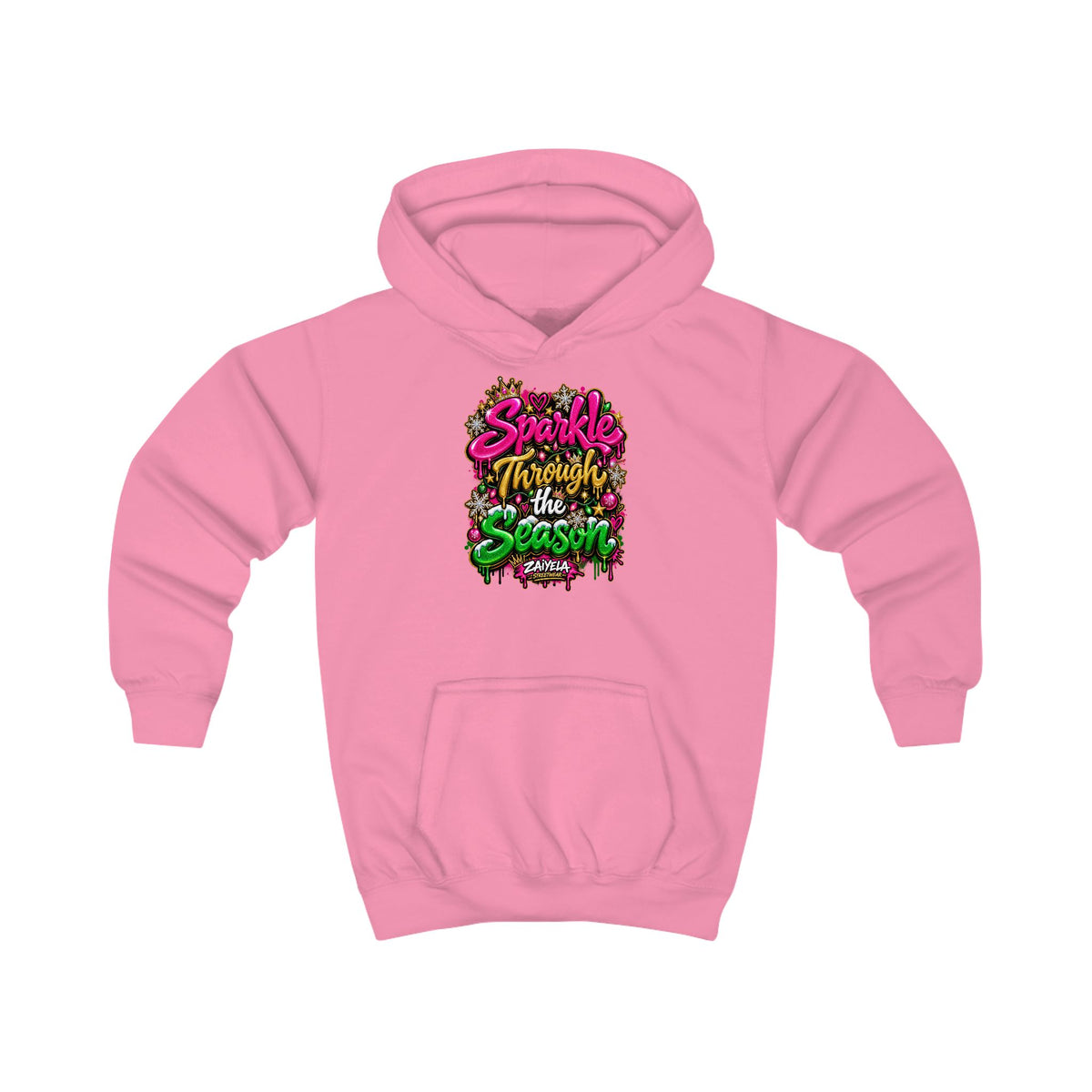 Kids Hoodie Sparkle Through the Season Holiday Graphic Pullover for Children