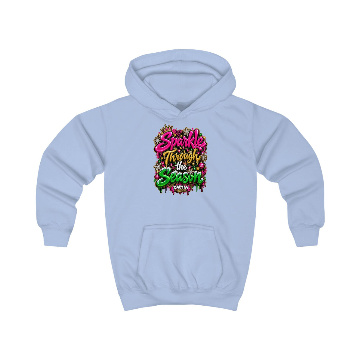 Kids Hoodie Sparkle Through the Season Holiday Graphic Pullover for Children