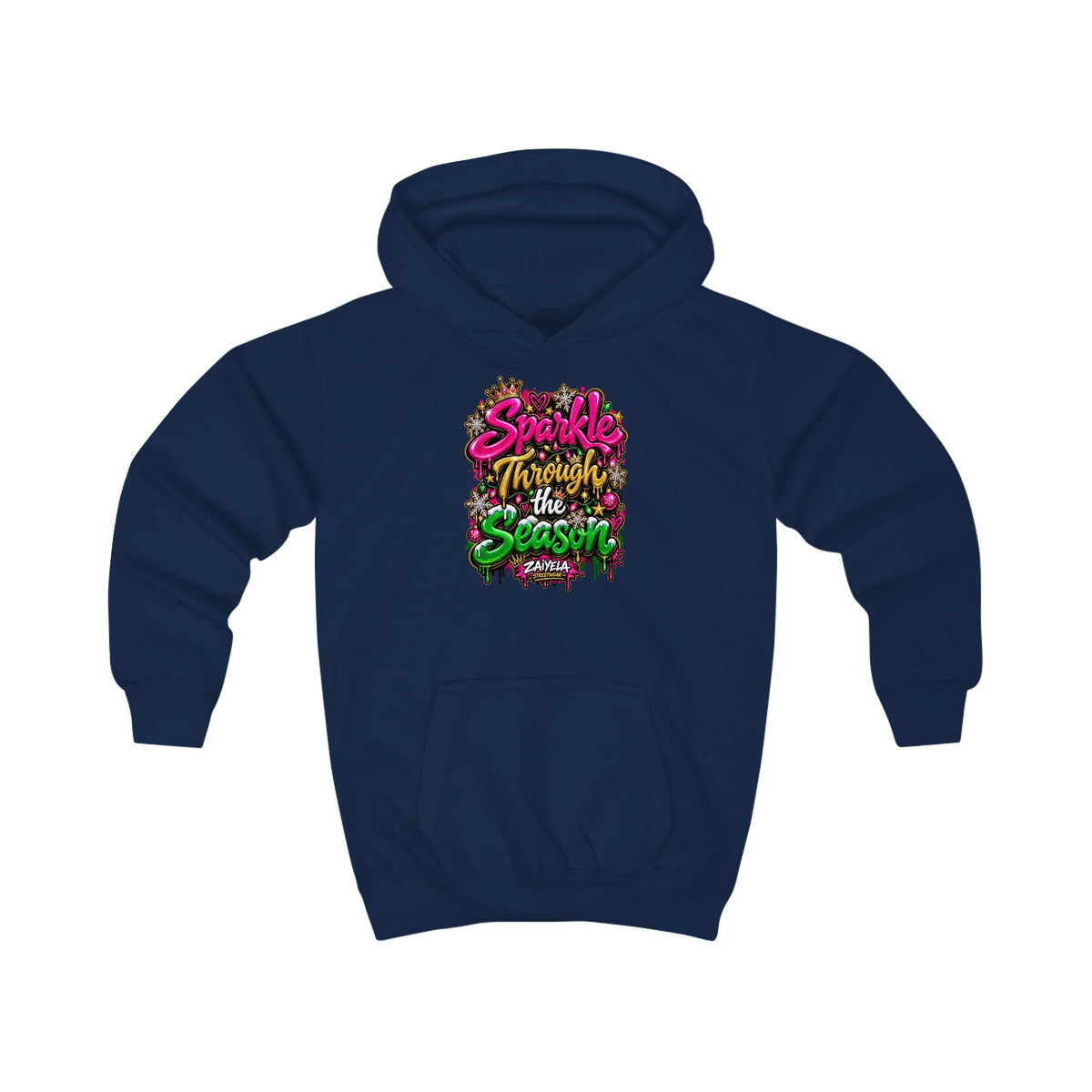 Kids Hoodie Sparkle Through the Season Holiday Graphic Pullover for Children