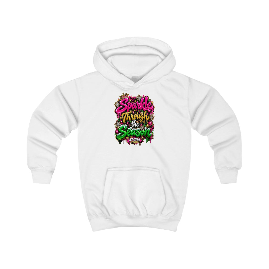 Kids Hoodie Sparkle Through the Season Holiday Graphic Pullover for Children