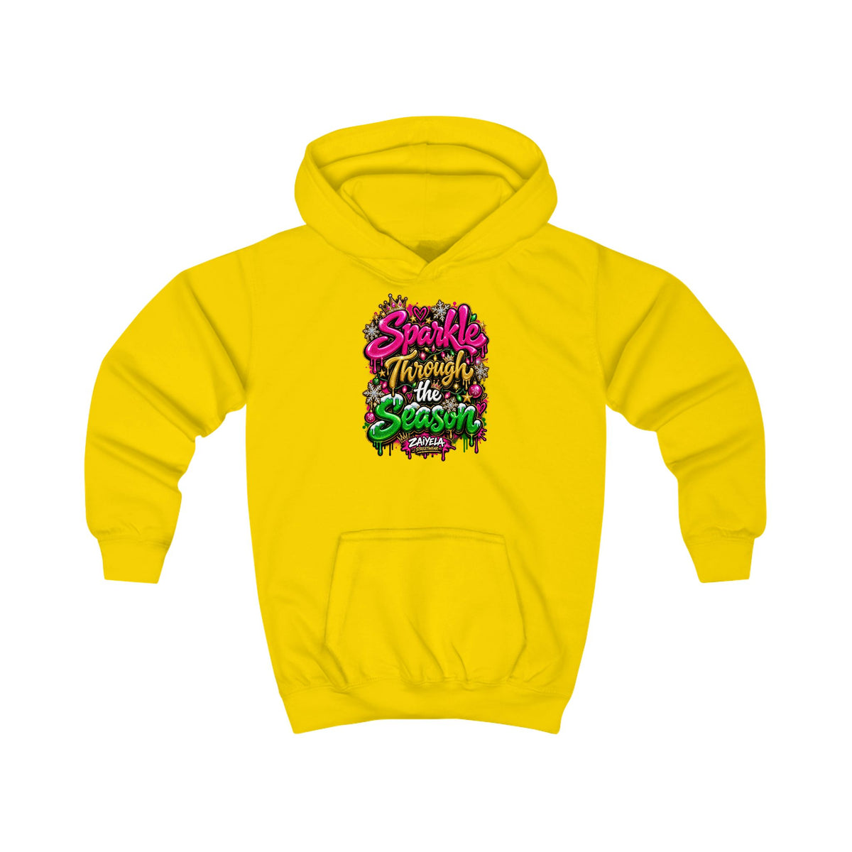 Kids Hoodie Sparkle Through the Season Holiday Graphic Pullover for Children