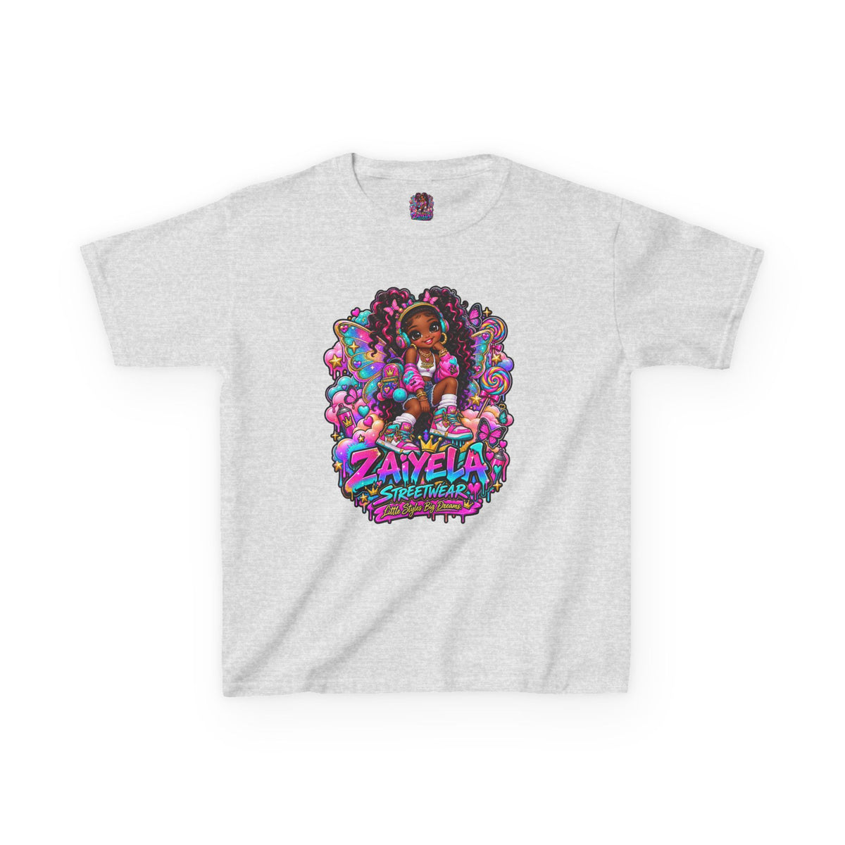 Kids T‑Shirt — Colorful Fairy Streetwear Princess Cartoon Girl Graphic Shirt for Kids