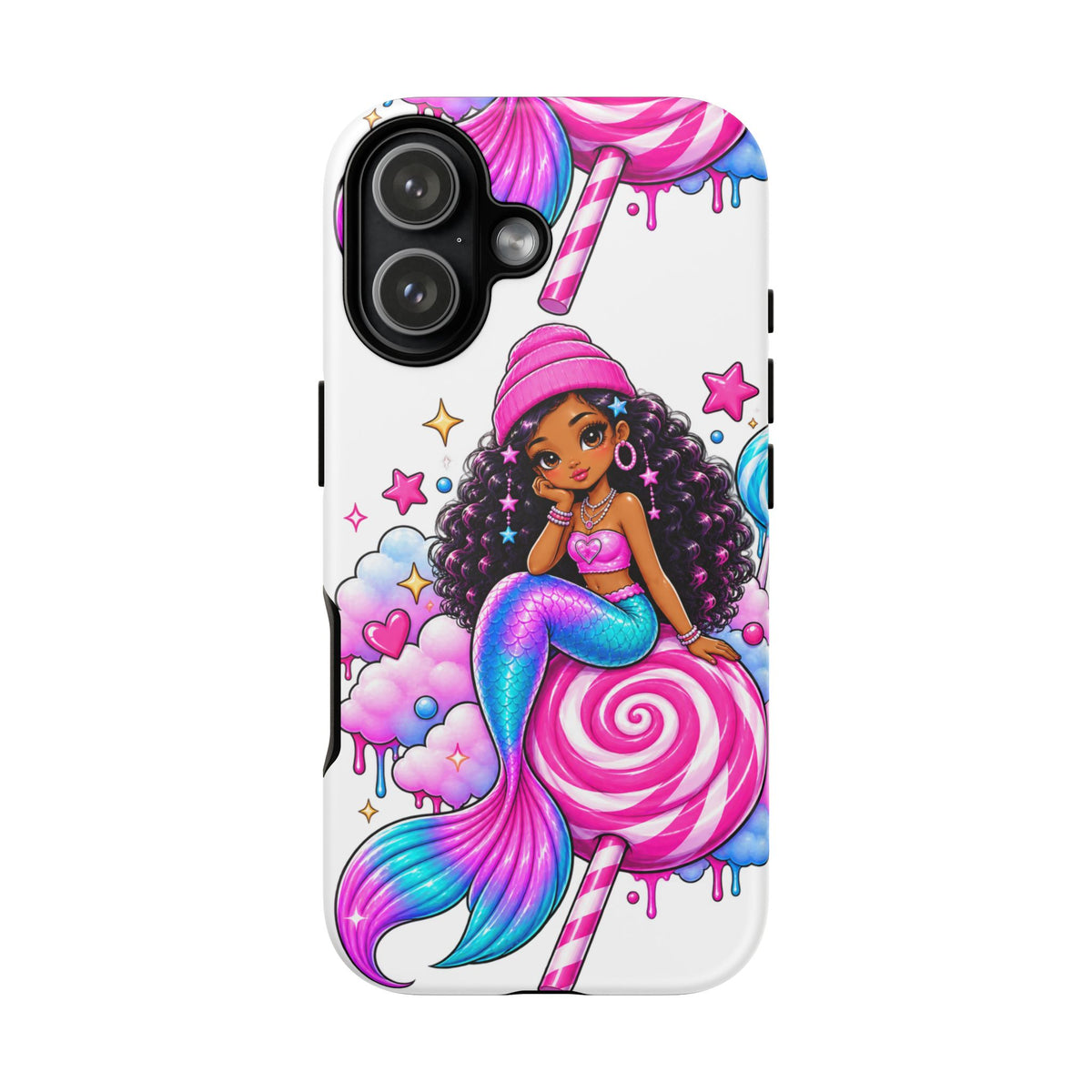 Cute Mermaid Candy Phone Case  Pink Lollipop Fantasy Tough Case