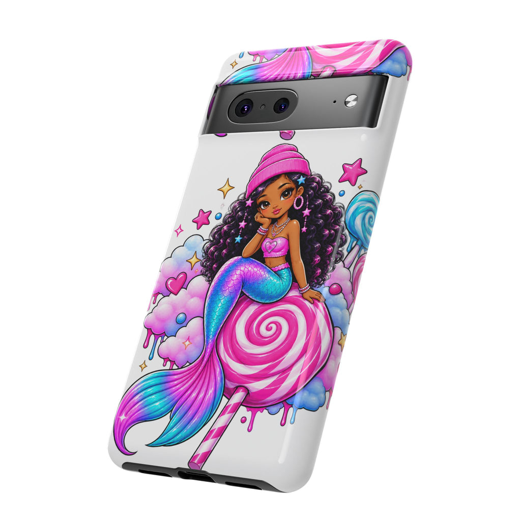 Cute Mermaid Candy Phone Case  Pink Lollipop Fantasy Tough Case