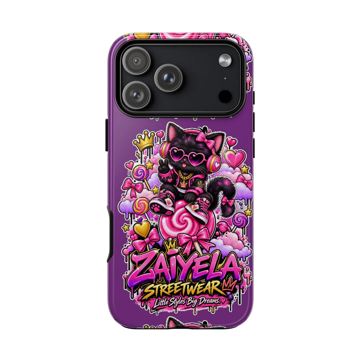 Cute Black Cat Candy Phone Case — Zaiyela Streetwear Magical Kitty