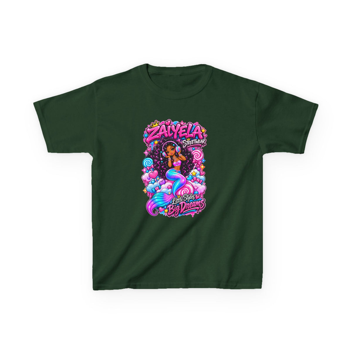 Kids Tee  Colorful Mermaid Cartoon Design