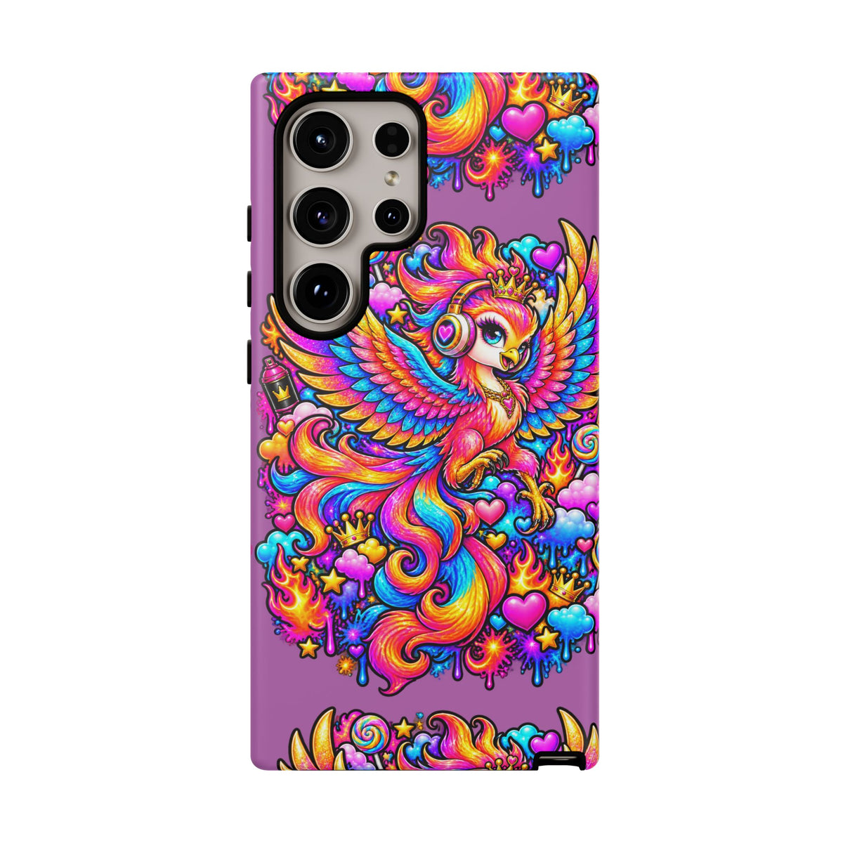 Phone Case — Vibrant Rainbow Phoenix with Headphones