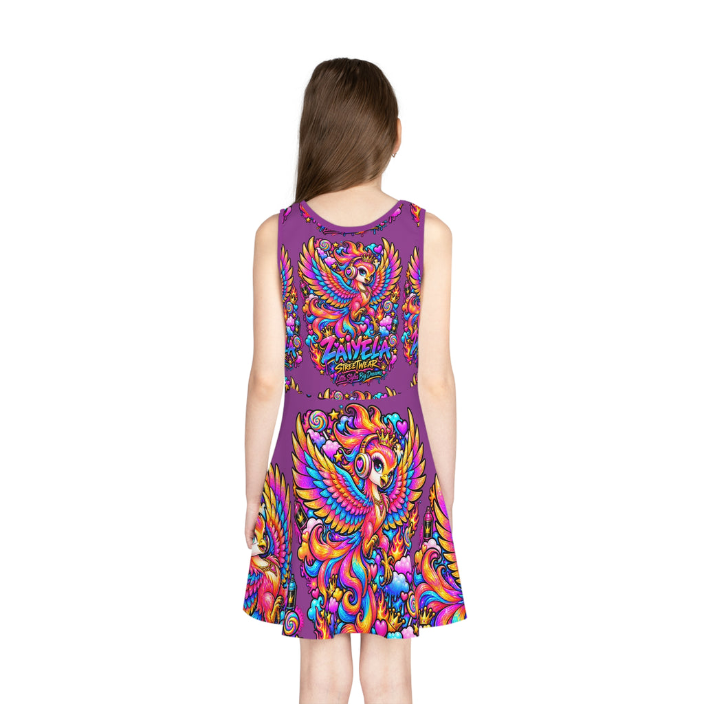 Girls Sundress — Vibrant Rainbow Phoenix Dress