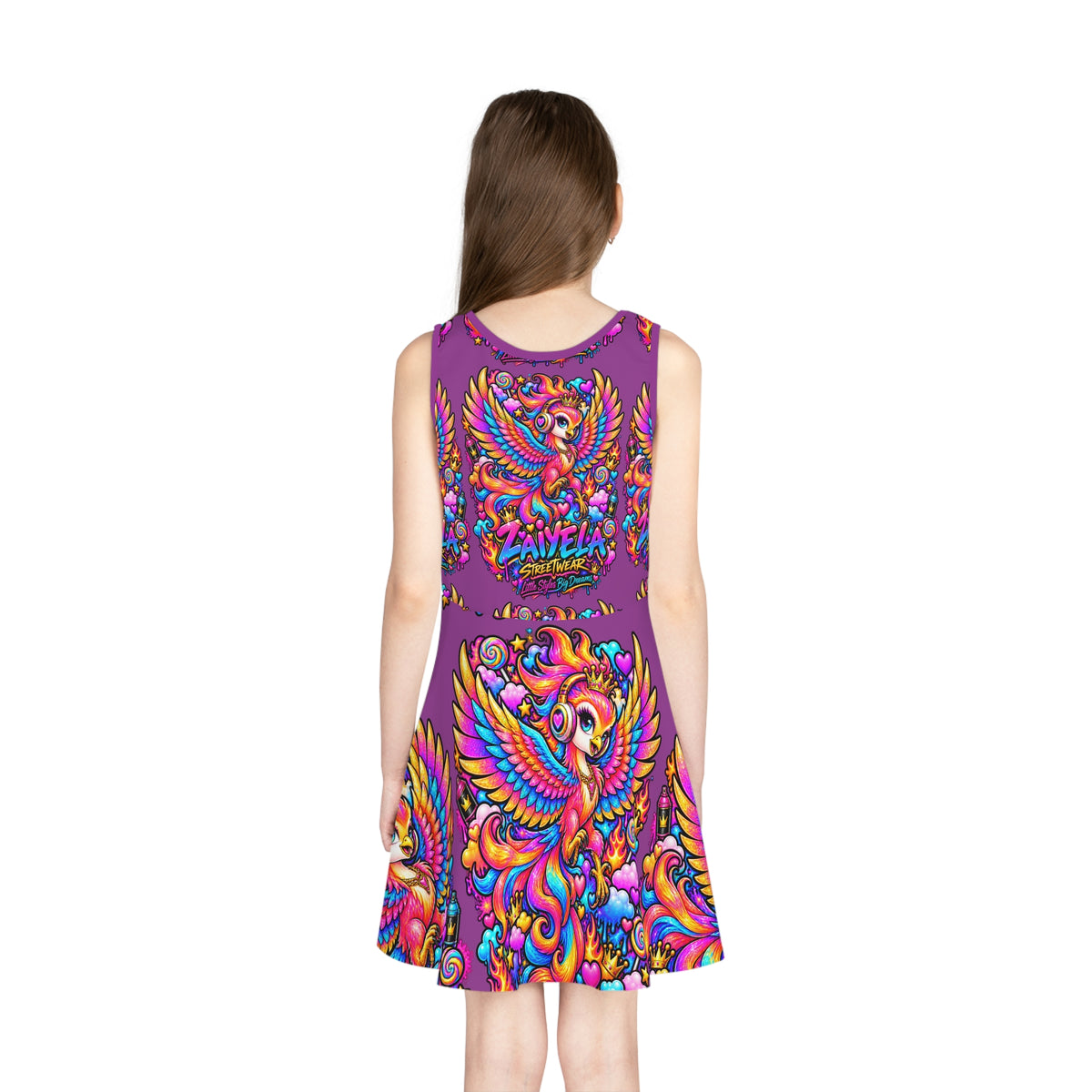 Girls Sundress — Vibrant Rainbow Phoenix Dress