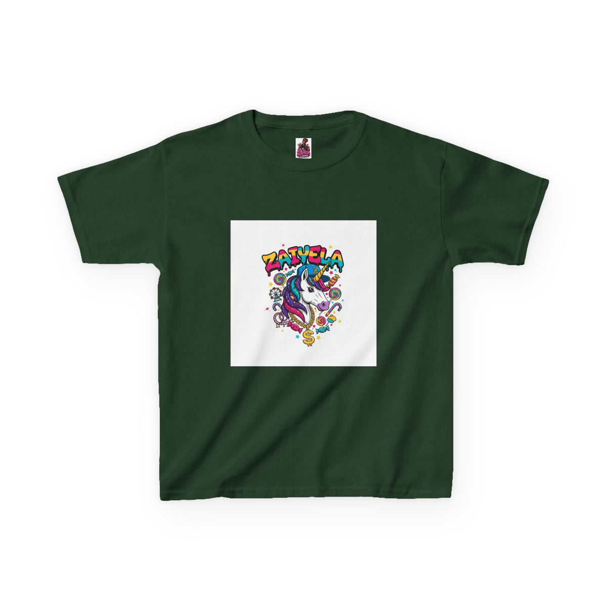 Kids T-Shirt  Colorful Unicorn Graphic  Zaiyela Cute Rainbow Tee for Girls & Boys