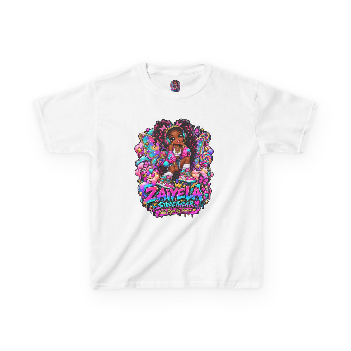 Kids T‑Shirt — Colorful Fairy Streetwear Princess Cartoon Girl Graphic Shirt for Kids
