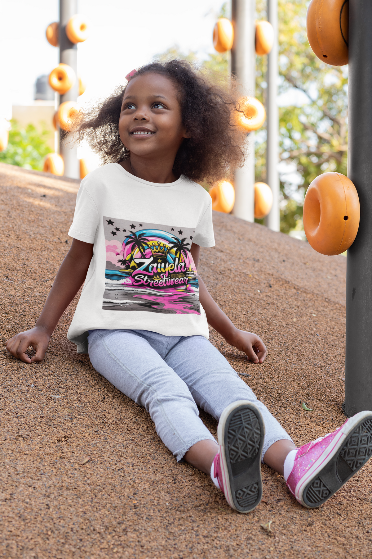 Kids Tee  Retro Neon  Sweetwater Tropical Sunset Graphic
