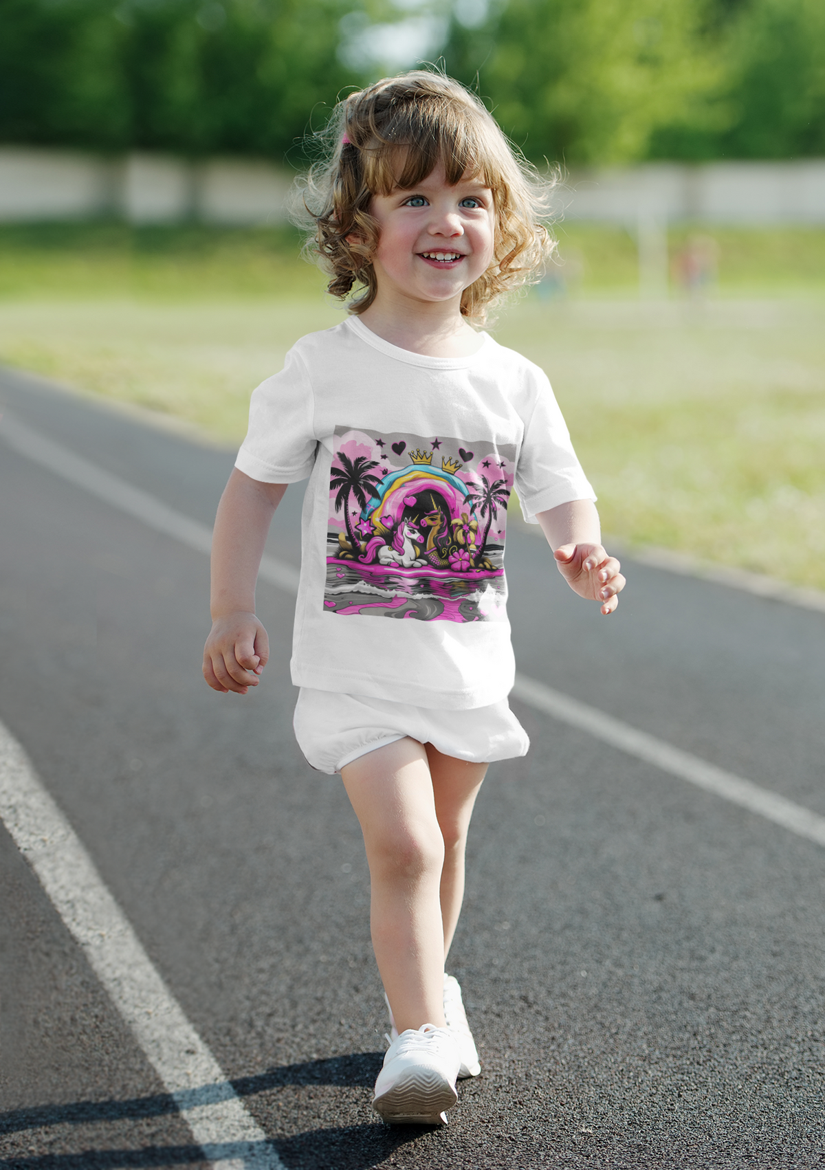 Kids Unicorn Rainbow Tee  Cute Pink Fantasy Graphic T-Shirt for Girls