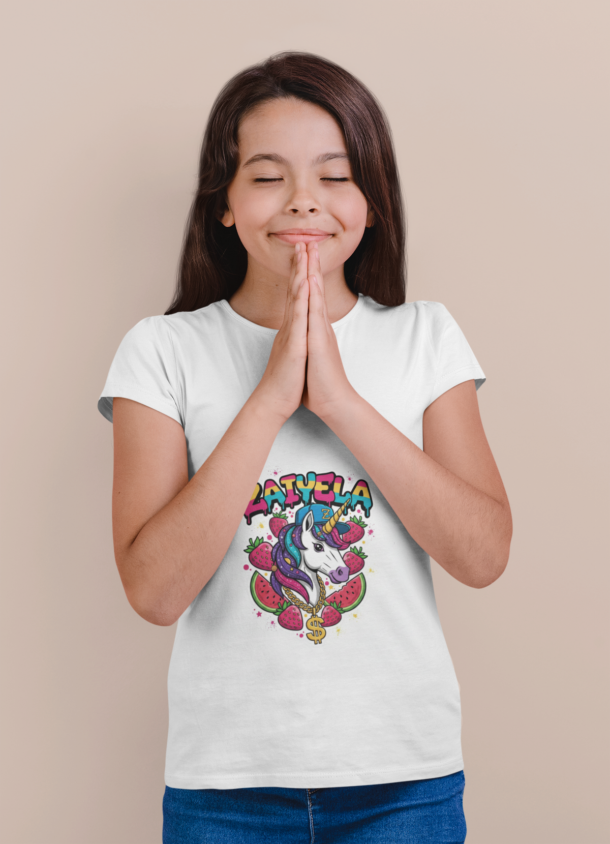 Kids Unicorn Graphic Tee Colorful Zaiyela Rainbow Design