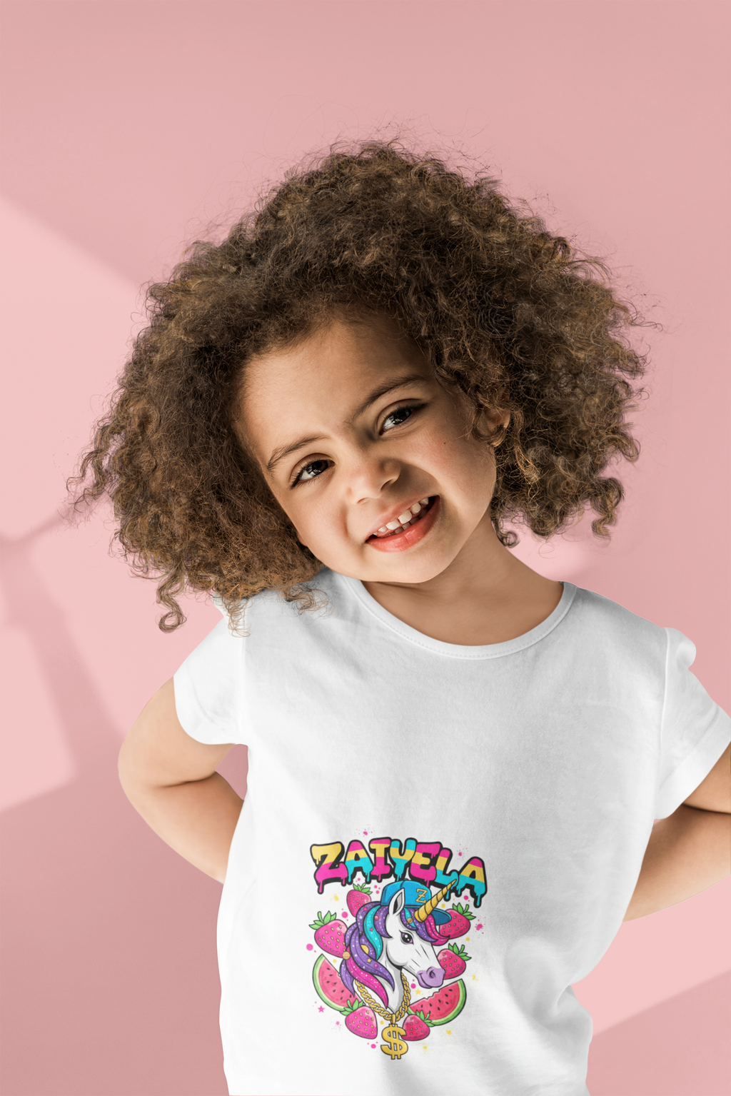 Kids Unicorn Graphic Tee Colorful Zaiyela Rainbow Design