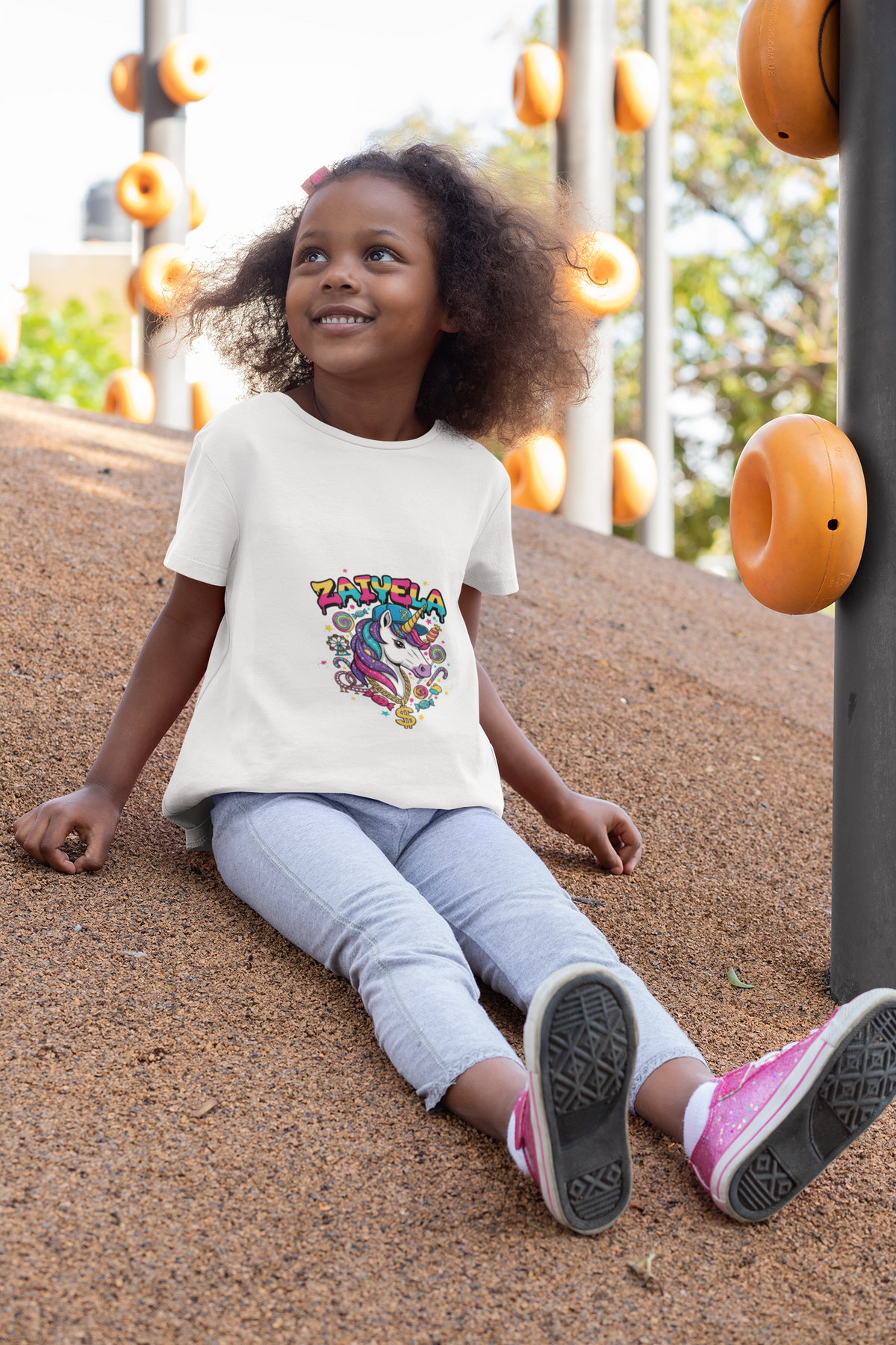 Kids T-Shirt  Colorful Unicorn Graphic  Zaiyela Cute Rainbow Tee for Girls & Boys