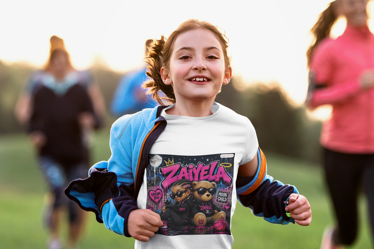 Kids Tee — "Zayiela" Cute Bear Cartoon Graphic Shirt