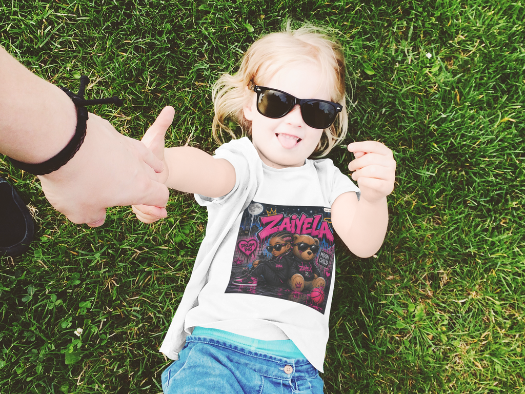 Kids Tee — "Zayiela" Cute Bear Cartoon Graphic Shirt